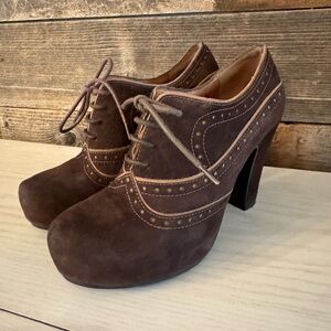 Miz Mooz Lace Up Suede Platform Oxfords size 7.5
